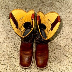 Men's Rank 45 Square Toe Brown Leather Cowboy Boots
